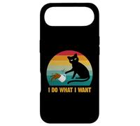 Chat Noir Amusant I Do What I Want Retro Cat Knock Over a Cup Coque pour iPhone Air