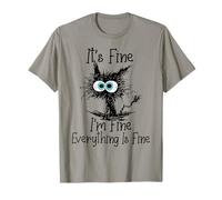 Chat Noir Amusant It's Fine I'm Fine Everything is Fine T-Shirt