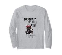 Chat Noir Amusant Sorry I Am Late My Cat Was Sitting on Me Manche Longue