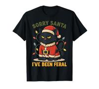 Chat Noir Amusant « Sorry Santa I've Been Feral » pour Enfants T-Shirt