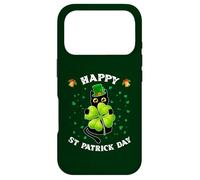 Chat Noir Amusant Tenant Un trèfle Happy St Patrick 2026 Coque pour iPhone 17 Pro