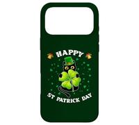 Chat Noir Amusant Tenant Un trèfle Happy St Patrick 2026 Coque pour iPhone 17 Pro Max