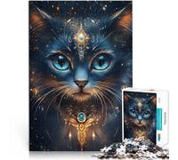 Chat Noir aux Yeux Bleus Puzzle 1000 pièces pour Adultes Jouets à Faire soi-même est idéal comme Cadeau pour Toute la Famille 38x26cm