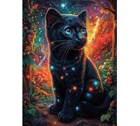 Chat Noir aux Yeux Lumineux in A Cosmic Sky Puzzles 500 Pièces pour Adultes Educa Challenge Créatif Activité De Soirée Décoration Intérieure Assemblage Amusant 500 PCS