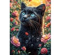 Chat Noir aux Yeux Lumineux Puzzle 1000 Pièces pour Adultes Décoration Intérieure Educa Challenge Créatif Assemblage Amusant Cadeau Unique 1000 PCS