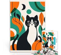 Chat Noir avec Citrouille Puzzle pour Adultes 1000 pièces Jeux éducatifs Jouets DIY Cadeaux pour Les Amis et la Famille 38x26cm