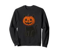 Chat Noir avec tête de Lanterne Jack O Halloween Sweatshirt