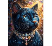 Chat Noir avec Un Collier en Pierre précieuse 500 Pieces Casse-tête Adolescent en Carton Épais Scène de Conte de fées Dessin animé Difficulté Moyenne Activité Éducative Cadeau Saint Valentin Pas Cher