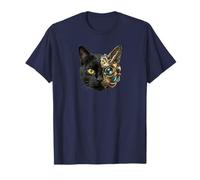 Chat Noir biomécanique Steampunk Cyborg - AI Art T-Shirt