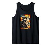 Chat Noir Boire Café Insomnie Abstrait Lune Débardeur