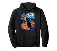 Chat Noir céleste Halloween Nuit étoilée Sweat à Capuche