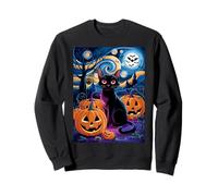 Chat Noir céleste Halloween Nuit étoilée Sweatshirt