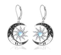 Chat noir/chauve-souris/araignée/citrouille/loup/cardinal rouge en argent 925 pour femme Boucles d'oreilles pendantes Lune Animal Bijoux Cadeaux pour femmes, Argent sterling, Pas de gemme