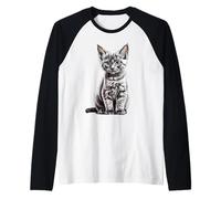 Chat Noir Chiot Croquis Dessin Art Chat Amoureux des Chats Manche Raglan