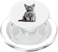 Chat Noir Chiot Croquis Dessin Art Chat Amoureux des Chats PopSockets PopGrip pour MagSafe