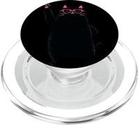 Chat Noir Cool Rock and Roll Funny Animal Design PopSockets PopGrip pour MagSafe