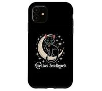 Chat Noir Croissant de Lune - Neuf Vies Zéro Regrets Coque pour iPhone 11
