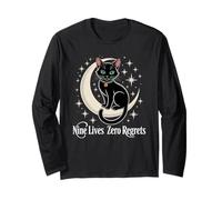 Chat Noir Croissant de Lune - Neuf Vies Zéro Regrets Manche Longue