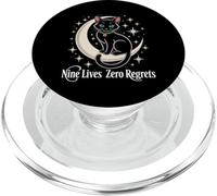 Chat Noir Croissant de Lune - Neuf Vies Zéro Regrets PopSockets PopGrip pour MagSafe
