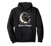 Chat Noir Croissant de Lune - Neuf Vies Zéro Regrets Sweat à Capuche