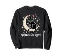 Chat Noir Croissant de Lune - Neuf Vies Zéro Regrets Sweatshirt