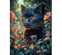 Chat Noir dans Le Jardin 1000 Pieces Casse-tête Expert Confirmé en Carton Haute Densité Épais Contes de fées fantastiques d'animaux Sauvages Très Difficile Anti-Stress Loisir Créatif Cadeau Fête des