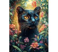 Chat Noir dans Le Jardin 500 Pieces Casse-tête pour Ado en Carton Haute Densité Épais Contes de fées fantastiques d'animaux Sauvages Facile Débutant Jeu De Société Soirée Entre Amis Cadeau Fête des