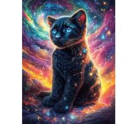 Chat Noir dans l'espace 300 Pieces Casse-tête Débutant en Carton Anti-Déchirure Contes de fées fantastiques d'animaux Sauvages Facile Apprentissage Loisir Créatif Décoration Murale Petit Prix Pas Ch