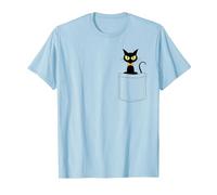Chat Noir dans ta Poche, Chats T-Shirt, Homme, Bleu Céleste, S