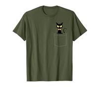 Chat Noir dans ta Poche, Chats T-Shirt, Homme, Olive, L