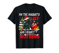 Chat noir de Noël On The Naughty List And I Regret Nothing T-Shirt
