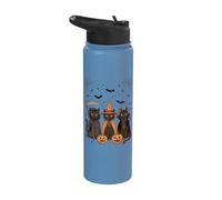 Chat noir d'Halloween | Chat effrayant, sorcière et vampire Stainless Steel Insulated Water Bottle