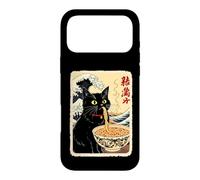 Chat Noir drôle Mangeant des Nouilles avec Fond de Vagues Coque pour iPhone 17 Pro Max