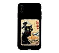 Chat Noir drôle Mangeant des Nouilles avec Fond de Vagues Coque pour iPhone XS Max