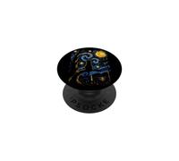 Chat Noir drôle Nuit étoilée Van Gogh Moon Art Mom Dad Meow PopSockets PopGrip Adhésif