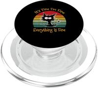 Chat Noir drôle rétro It's Fine I'm Fine Everything is Fine PopSockets PopGrip pour MagSafe