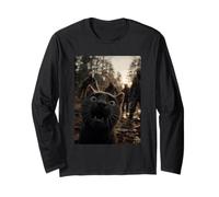 Chat Noir drôle Selfie avec Zombies Animaux félins Halloween Manche Longue