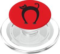 Chat Noir Effrayant pour Halloween Chaton félin aux Yeux Rouges PopSockets PopGrip pour MagSafe