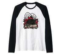 Chat Noir endormi sur sorcières Grimoire avec des épines de Roses Manche Raglan