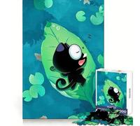 Chat Noir endormi sur Un nénuphar Puzzle de 1000 pièces pour Adolescents Jeu de logique Cadeau raffiné et de qualité supérieure pour Toute la Famille 50x75cm