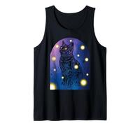 Chat Noir Fireflies Lover Halloween Cottagecore Starry Night Débardeur
