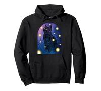 Chat Noir Fireflies Lover Halloween Cottagecore Starry Night Sweat à Capuche