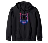 Chat noir galaxie espace forêt amoureux des animaux maman papa enfants Sweat à Capuche