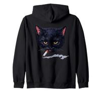 Chat Noir Grincheux Y2K Vibe Retro Sweat à Capuche