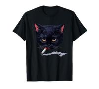 Chat Noir Grincheux Y2K Vibe Retro T-Shirt