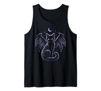 Chat Noir Halloween Gothique Lune Chauve-Souris Ailes Occulte sorcière Débardeur