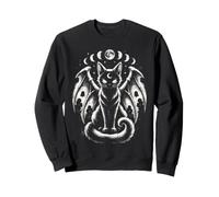 Chat Noir Halloween Moon Bat Wings Witchy Sweatshirt