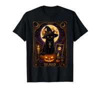 Chat Noir Halloween Tarot The Moon Mystical Witchy T-Shirt