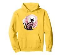Chat Noir Japonais en Fleurs de Cerisier Japonais Sakura Art Japonais Sweat à Capuche