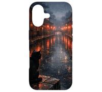Chat Noir Japonais Sombre esthétique scène de Rue pluvieuse Coque pour iPhone 17
